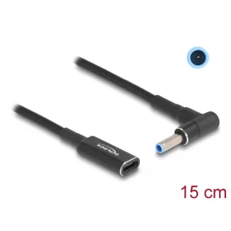   Delock Laptop töltőkábel adapterkábel USB Type-C anya - HP 4,5 x 3,0 mm apa 90 fokban hajlított 15 cm (60031)