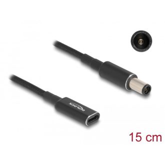   Delock Laptop töltőkábel adapterkábel USB Type-C anya - HP 7,4 x 5,0 mm apa 15 cm (60032)