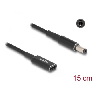   Delock Laptop töltőkábel adapterkábel USB Type-C anya - 5,5 x 2,1 mm apa 15 cm (60039)