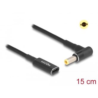   Delock Laptop töltőkábel adapterkábel USB Type-C anya - 5,5 x 2,5 mm apa 90 fokban hajlított 15 cm (60040)