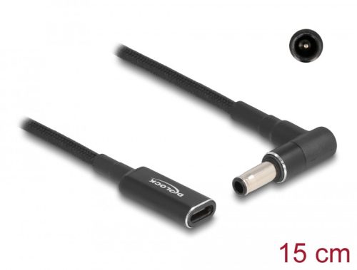 Delock Laptop töltőkábel adapterkábel USB Type-C anya - Samsung 5,5 x 3,0 mm apa 90 fokban hajlított 15 cm