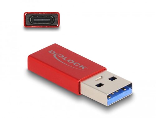 Delock USB 10 Gbps adapter A-típusú USB apa - USB Type-C  aktív anya piros (60044)