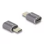 Delock USB Adapter 40 Gbps USB Type-C  PD 3.0 100 W csatlakozódugóval - csatlakozóhüvellyel, portkímélővel 8K 60 Hz fém (60046)