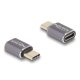 Delock USB Adapter 40 Gbps USB Type-C  PD 3.0 100 W csatlakozódugóval - csatlakozóhüvellyel, portkímélővel 8K 60 Hz fém