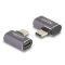 Delock USB Adapter 40 Gbps USB Type-C  PD 3.0 100 W csatlakozódugóval - csatlakozóhüvellyel, ívelt bal / jobb 8K 60 Hz fém (60047)