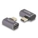 Delock USB Adapter 40 Gbps USB Type-C  PD 3.0 100 W csatlakozódugóval - csatlakozóhüvellyel, ívelt bal / jobb 8K 60 Hz fém