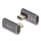 Delock USB Adapter 40 Gbps USB Type-C  PD 3.0 100 W csatlakozódugóval - csatlakozóhüvellyel, elforgatott ívelt bal / jobb 8K 60 Hz fém (60048)
