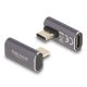 Delock USB Adapter 40 Gbps USB Type-C  PD 3.0 100 W csatlakozódugóval - csatlakozóhüvellyel, elforgatott ívelt bal / jobb 8K 60 Hz fém