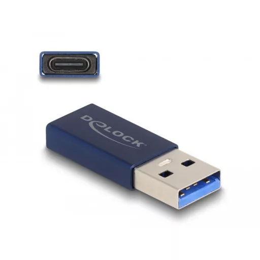 Delock USB 10 Gbps adapter A-típusú USB apa - USB Type-C  aktív anya kék (60049)