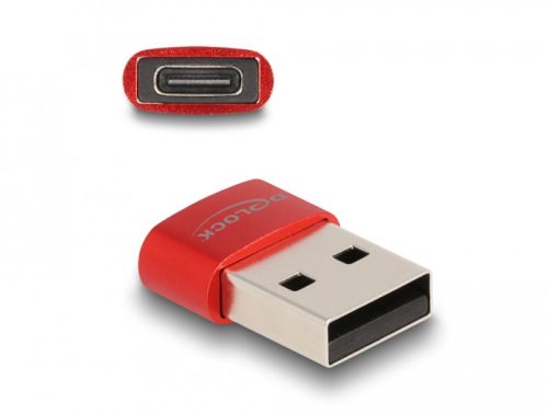 Delock USB 2.0 adapter A-típusú USB apa - USB Type-C  anya piros (60050)