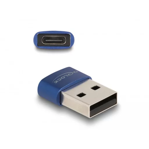 Delock USB 2.0 adapter A-típusú USB apa - USB Type-C  anya kék (60051)