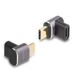   Delock USB Adapter 40 Gbps USB Type-C  PD 3.0 100 W csatlakozódugóval - csatlakozóhüvellyel, ívelt 8K 60 Hz fém kompakt (60059)