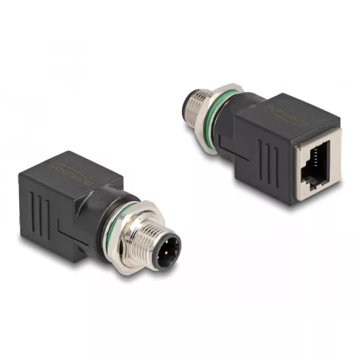 Delock M12 adapter D-kódolt 4 tűs apa - RJ45 anya egyenes (60061)