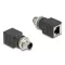 Delock M12 adapter D-kódolt 4 tűs apa - RJ45 anya egyenes (60061)