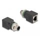 Delock M12 adapter D-kódolt 4 tűs apa - RJ45 anya egyenes (60061)