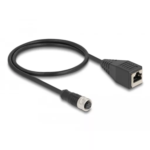 Delock M12 adapter kábel D-kódolt 4 tűs anya - RJ45 anya 50 cm (60066)