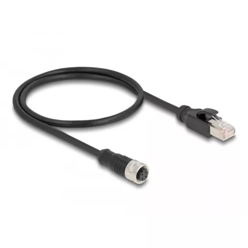 Delock M12 adapter kábel D-kódolt 4 tűs anya - RJ45 apa 50 cm (60072)