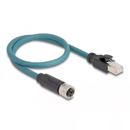 Delock M12 adapter kábel X-kódolt 8 tűs anya - RJ45 apa 50 cm (60076)