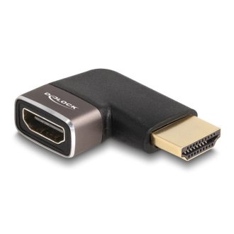   Delock HDMI adapter apa - anya 90  balra hajlítva 8K 60 Hz szürke fém (60082)