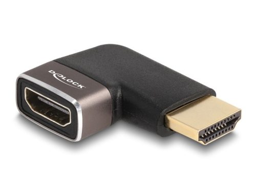 Delock HDMI adapter apa - anya 90  balra hajlítva 8K 60 Hz szürke fém