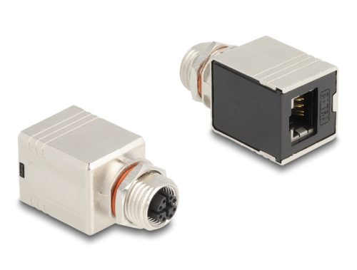 Delock M12 adapter X-kódú 8 tűs anya - RJ45 anya Cat.6A STP borított egyenes (60087)