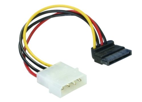 Delock 15 tűs SATA HDD (derékszögű) - 4 tűs apa (Molex) hálózati kábel, 15 cm (60101)