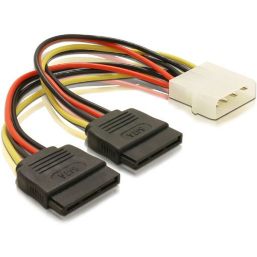 Delock 2 db 15 tűs SATA HDD   4 tűs apa (Molex) hálózati kábel, 16 cm (60102)