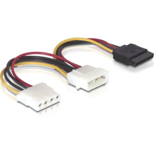Delock 15 tűs SATA HDD   2 db 4 tűs Molex (apa/anya) hálózati kábel, 16,5 cm (60103)