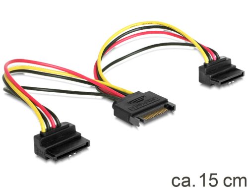 Delock SATA 15pin > 2x SATA HDD - tápkábel, forgatott (60128)