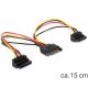 Delock SATA 15pin > 2x SATA HDD - tápkábel, forgatott (60128)
