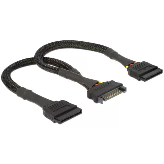   Delock SATA tápkábel 15 tűs anya > 2 x SATA 15 tűs apa 25 cm (60135)