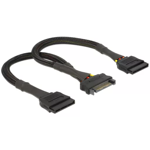 Delock SATA tápkábel 15 tűs anya > 2 x SATA 15 tűs apa 25 cm (60135)