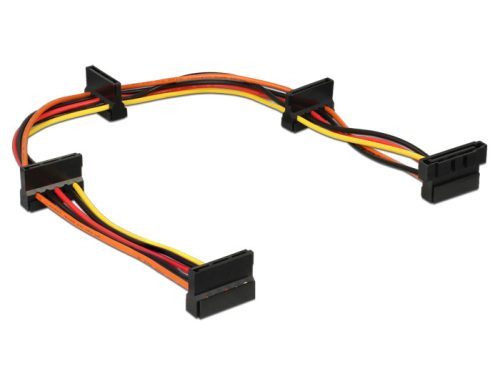 Delock SATA-tápkábel 15 tus csatlakozódugóval > 4 x 15 tus SATA-csatlakozóhüvely, 40 cm, több színbe (60141)