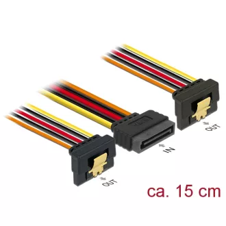   Delock 15 pin-es SATA kábel bemeneti zár funkcióval > 2 db 15 pin-es SATA tápcsatlakozó kimeneti 15 (60145)
