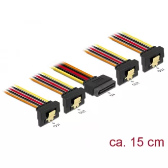   Delock 15 pin-es SATA kábel bemeneti zár funkcióval > 15 pin-es SATA tápcsatlakozó kimeneti 4 x lefe (60166)
