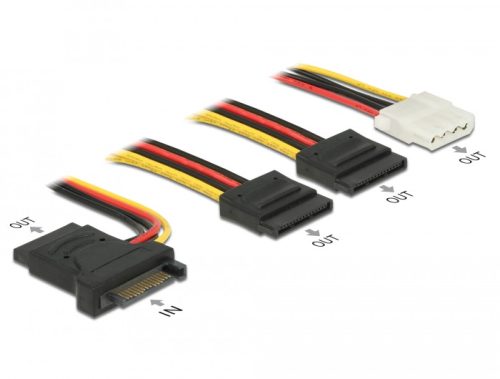 Delock Tápkábel SATA 15 tus apa > 3 x SATA anya + 1 x Molex 4 tus anya 20 cm (PCB) (60171)