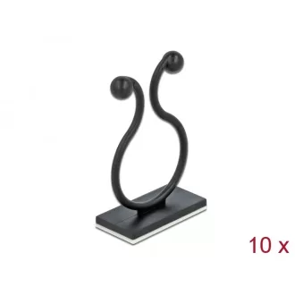   Delock Természetes kábel kötegelő öntapadó fekete 10 db (60176)