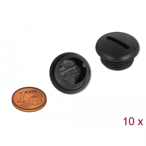 Delock M16 x 1,5 csavarmenetes záródugó, 10 db. fekete (60230)