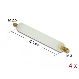   Delock Távtartó M2.5 - M3, hatszögletű, külső menetes / külső menetes, 42 mm-es természetes színű, 4 (60238)