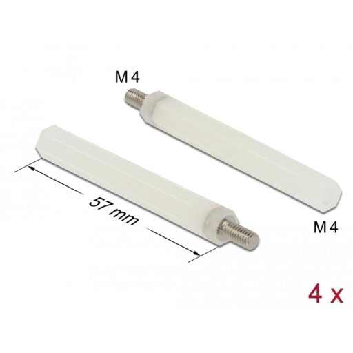 Delock Távtartó M4 - M4, hatszögletű, belső menetes / külső menetes, 57 mm-es, természetes szinű 4 d (60239)