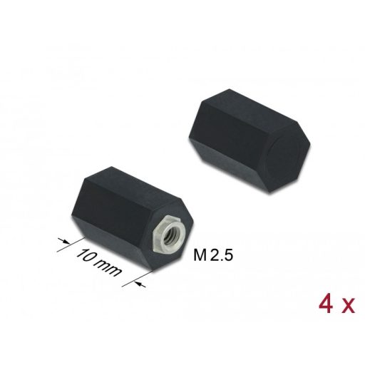 Delock Távtartó M2.5, hatszögletes, belső menetes, 10 mm fekete 4 db. (60243)