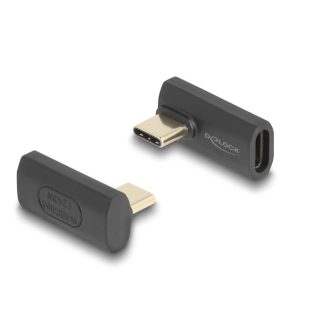   Delock USB Adapter 40 Gbps USB Type-C  PD 3.1 240 W csatlakozódugóval - csatlakozóhüvellyel, elforgatott ívelt bal / jobb 8K 60 Hz fém (60244)