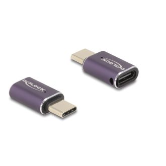   Delock USB Adapter 40 Gbps USB Type-C  PD 3.1 240 W csatlakozódugóval - csatlakozóhüvellyel, portkímélővel 8K 60 Hz fém (60286)