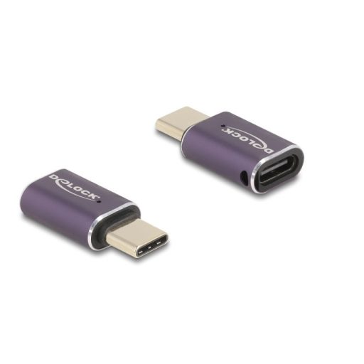 Delock USB Adapter 40 Gbps USB Type-C  PD 3.1 240 W csatlakozódugóval - csatlakozóhüvellyel, portkímélővel 8K 60 Hz fém (60286)
