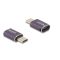 Delock USB Adapter 40 Gbps USB Type-C  PD 3.1 240 W csatlakozódugóval - csatlakozóhüvellyel, portkímélővel 8K 60 Hz fém (60286)