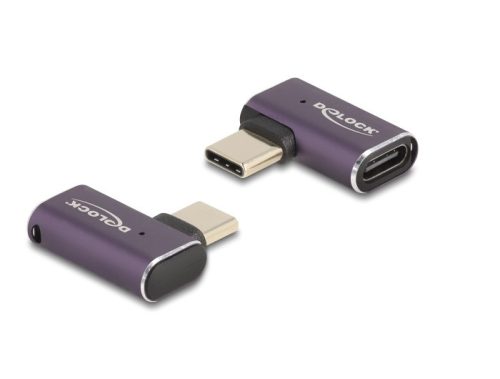 Delock USB Adapter 40 Gbps USB Type-C  PD 3.1 240 W csatlakozódugóval - csatlakozóhüvellyel, ívelt bal / jobb 8K 60 Hz fém