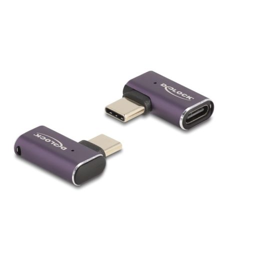 Delock USB Adapter 40 Gbps USB Type-C  PD 3.1 240 W csatlakozódugóval - csatlakozóhüvellyel, ívelt bal / jobb 8K 60 Hz fém (60287)