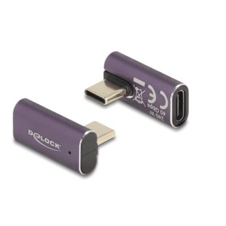   Delock USB Adapter 40 Gbps USB Type-C  PD 3.1 240 W csatlakozódugóval - csatlakozóhüvellyel, elforgatott ívelt bal / jobb 8K 60 Hz fém (60288)