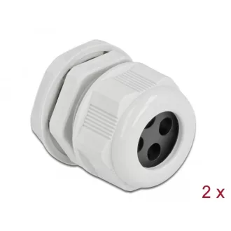   Delock Kábel tömszelence PG21 kerek kábelekhez, négy kábel bemenettel 2 db. Szürke (60382)