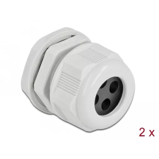 Delock Kábel tömszelence PG21 kerek kábelekhez, négy kábel bemenettel 2 db. Szürke (60382)